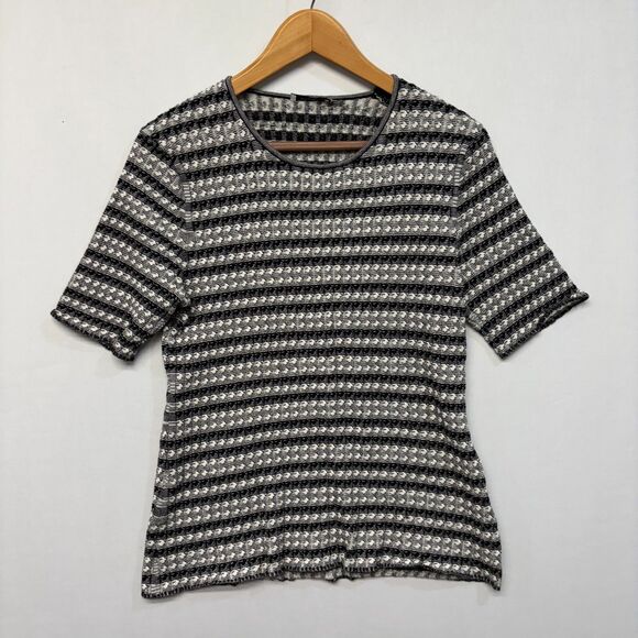 MM. Lafleur Women Short Sleeve Blouse Knit Top Shirt Size Large Cotton D049 -30 - Picture 1 of 13